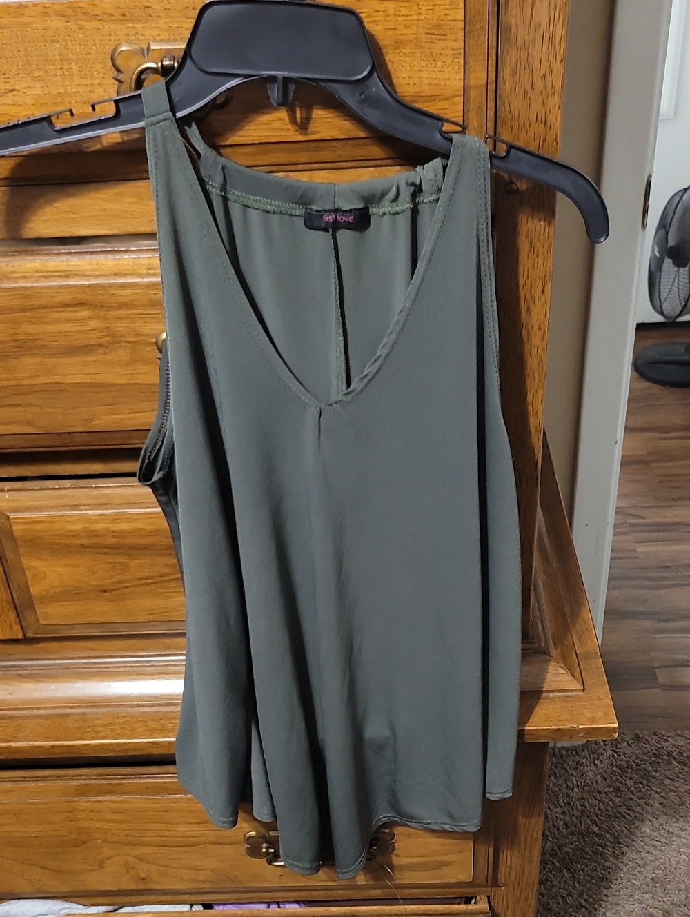 Lush Olive V-Neck Flow Tank Top